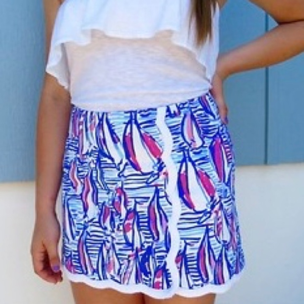 Lilly Pulitzer Skort Size 4 Pink Navy Regatta EUC